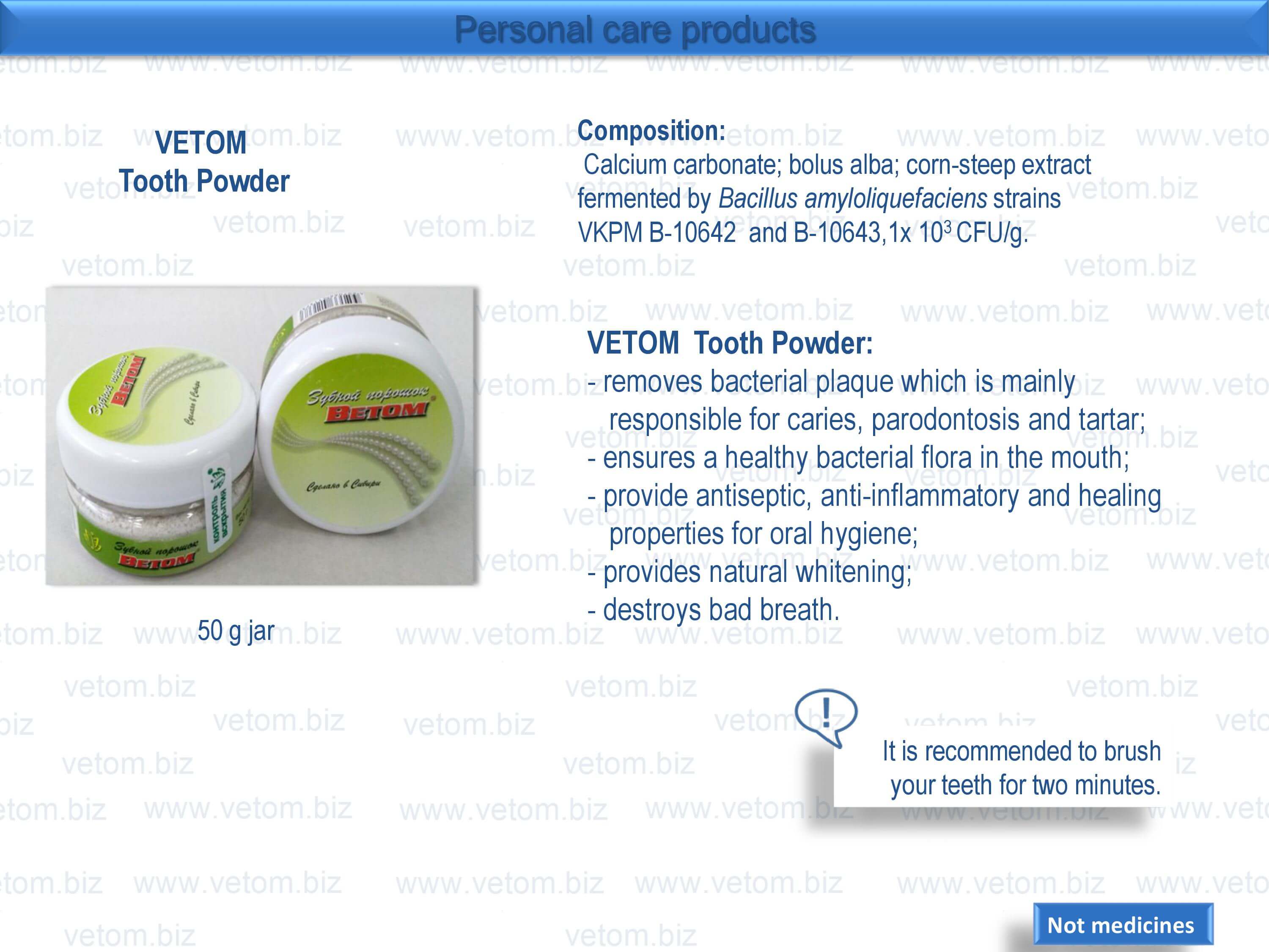 Personal care products - VETOM Tooth Powder
